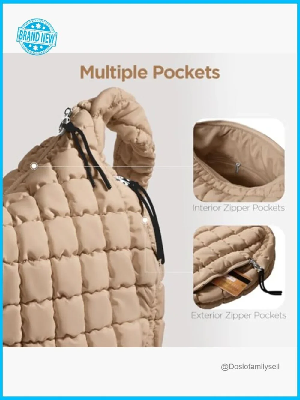 Large Quilted Puffer Tote Bag Soft Puffy Crossbody Hobo Handbag Puff Purse